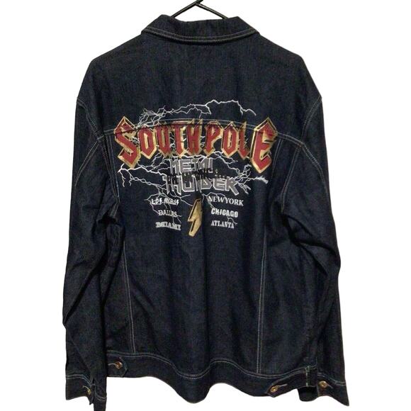 South Pole Men’s Metal Thunder 100% Denim Jacket Size Large NWT Southpole Jeans - Picture 2 of 5